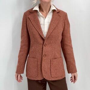 Vintage Tweed Blazer Women 8* Rust Brown Academia Retro 70s Preppy Jacket Dalton
